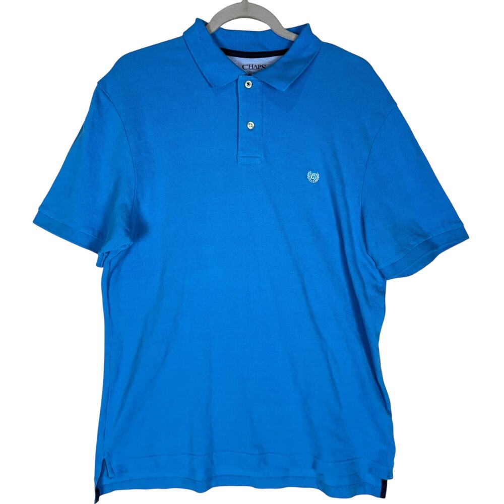 Chaps The Everyday Polo Shirt Mens Large Blue Cotton Short Sleeve‎ Performance